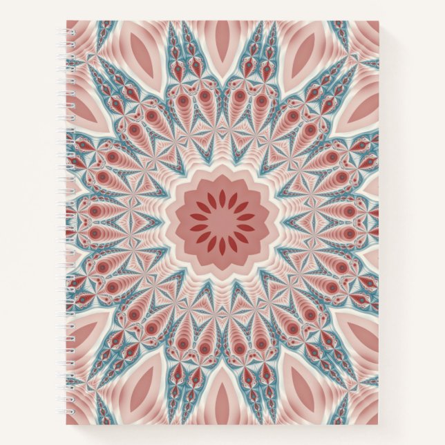 Striking Modern Kaleidoscope Mandala Fractal Art Notebook (Front)