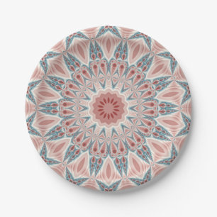 Striking Modern Kaleidoscope Mandala Fractal Art Paper Plate