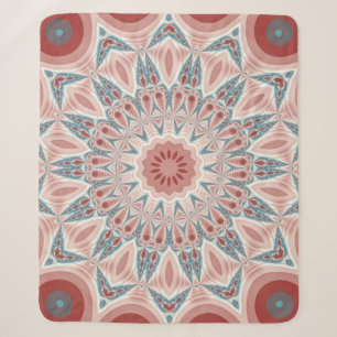 Striking Modern Kaleidoscope Mandala Fractal Art Sherpa Blanket