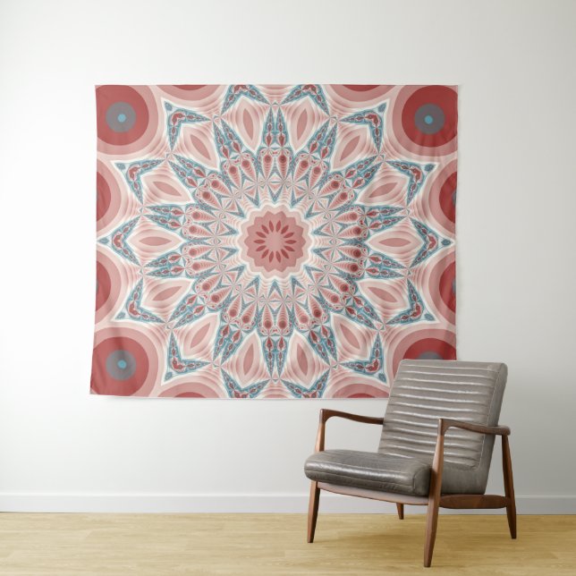 Striking Modern Kaleidoscope Mandala Fractal Art Tapestry (In Situ (Horizontal))