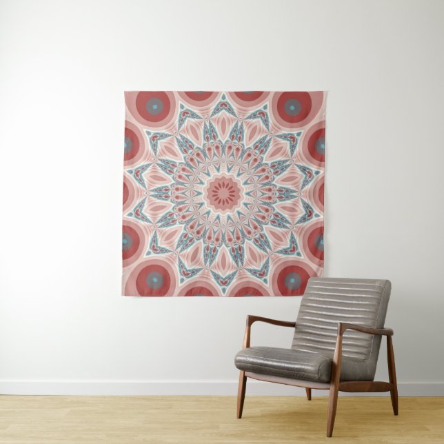 Striking Modern Kaleidoscope Mandala Fractal Art Tapestry (In Situ)