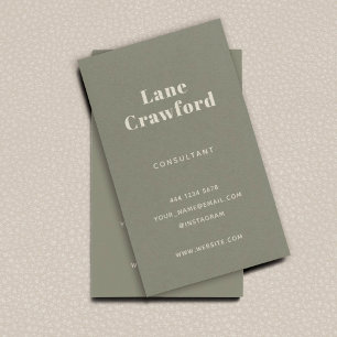Striking Modern Minimalist Ivory Greenery Business Card