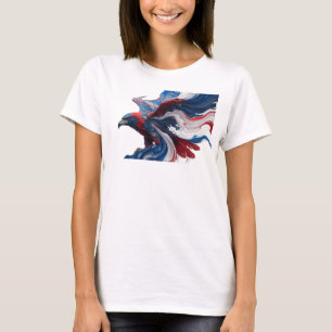 Striking Navy Abstract Eagle Wearable Art T-Shirt