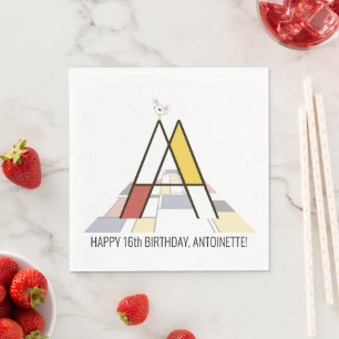 Striking Neoplasticism Style Monogram. Letter A Napkin