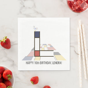 Striking Neoplasticism Style Monogram. Letter L Napkin