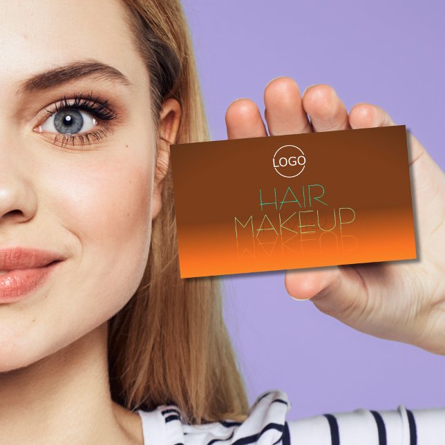 Striking Orange and Teal Mirror Letters with Logo Business Card (Creator Uploaded)