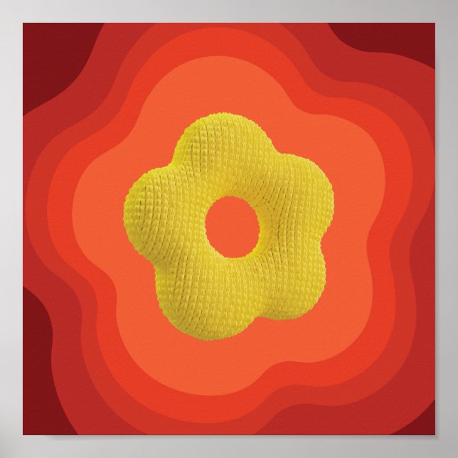 Striking Orange Flower Art Poster - Square Design (Front)