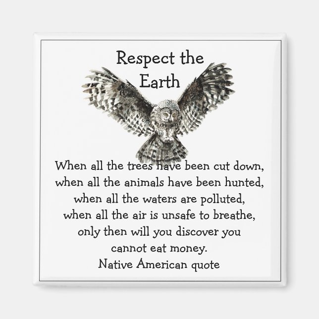 Striking Owl Respect the Earth Native American Magnet (Front)