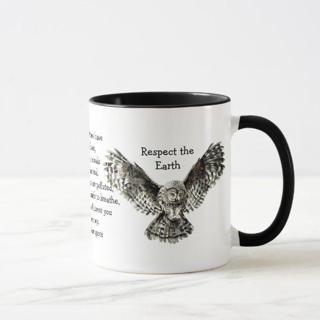 Striking Owl Respect the Earth Native American Mug (Right)