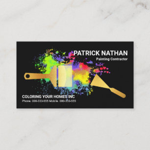 Striking Paint Splatter Gold Paint Brushes Business Card