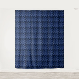 Striking pattern of blue shapes tapestry