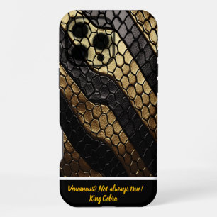 Striking patterns of a black and gold snake skin iPhone 16 pro max case