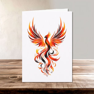 Striking Phoenix in Flames Vector Art Card