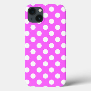 Striking Pink Colour And Cute White Polka Dots iPhone 13 Case