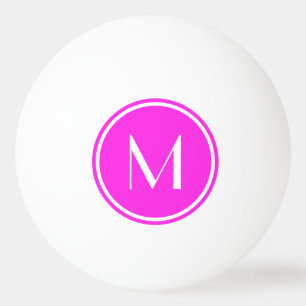 Striking Pink Custom Monogram Ping Pong Ball