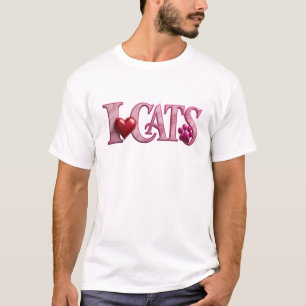 Striking Pink I LOVE CATS Original Design T-Shirt