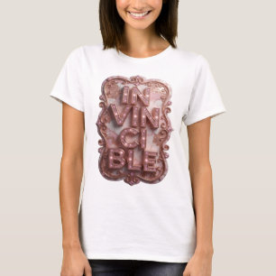 Striking Pink INVINCIBLE Quote Design T-Shirt