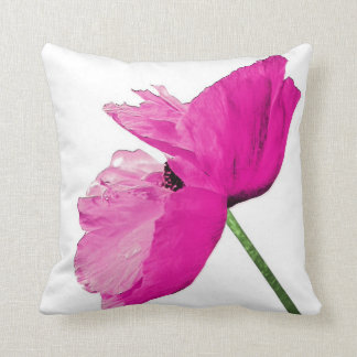 Striking pink poppy pillow