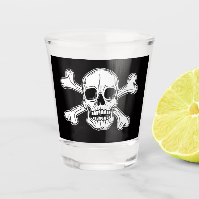 striking pirate flag waving shot glass (Front)