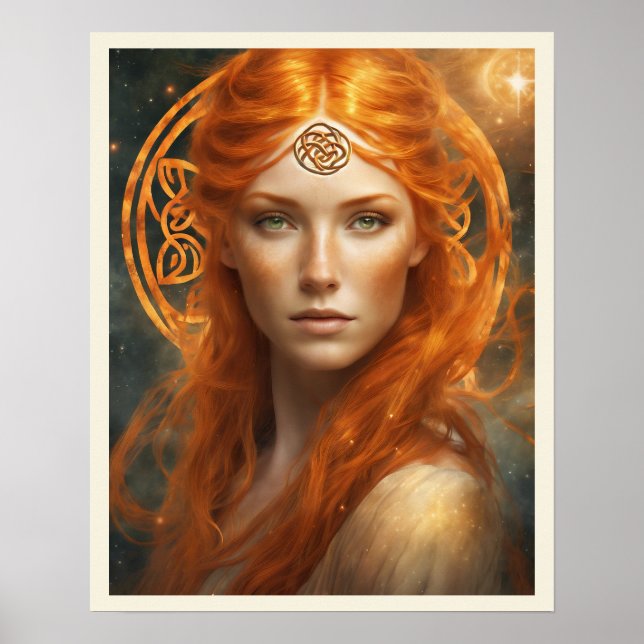 Striking Portrait of a Redhead Woman Long Hair Poster (Front)