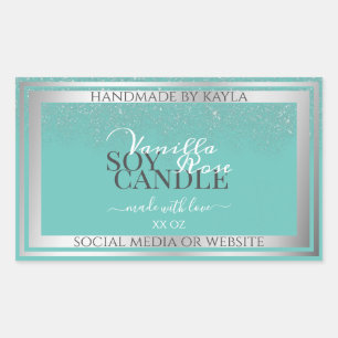 Striking Product Packaging Labels Teal and Silver