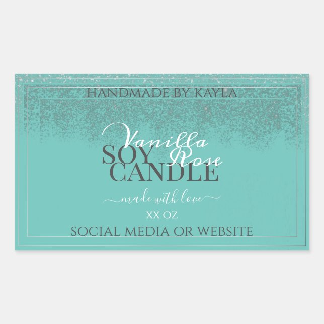 Striking Product Packaging Labels Teal and Silver (Front)