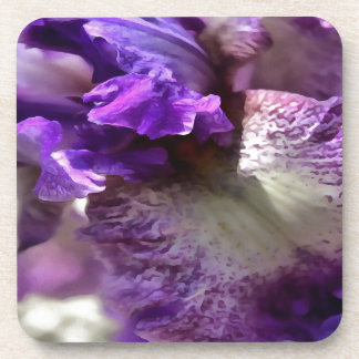 Striking Purple, Violet and Mauve Iris Abstract Coaster