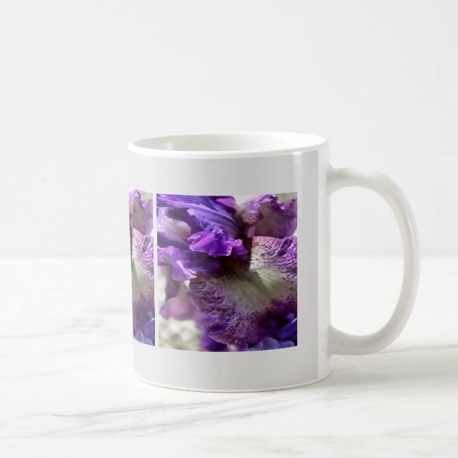 Striking Purple, Violet and Mauve Iris Abstract Coffee Mug (Right)