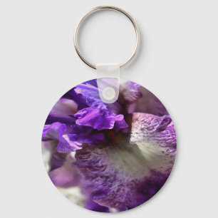 Striking Purple, Violet and Mauve Iris Abstract Key Ring