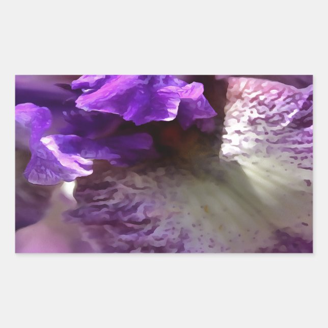 Striking Purple, Violet and Mauve Iris Abstract Rectangular Sticker (Front)