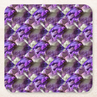 Striking Purple, Violet and Mauve Iris Abstract Square Paper Coaster