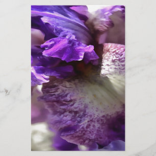Striking Purple, Violet and Mauve Iris Abstract Stationery