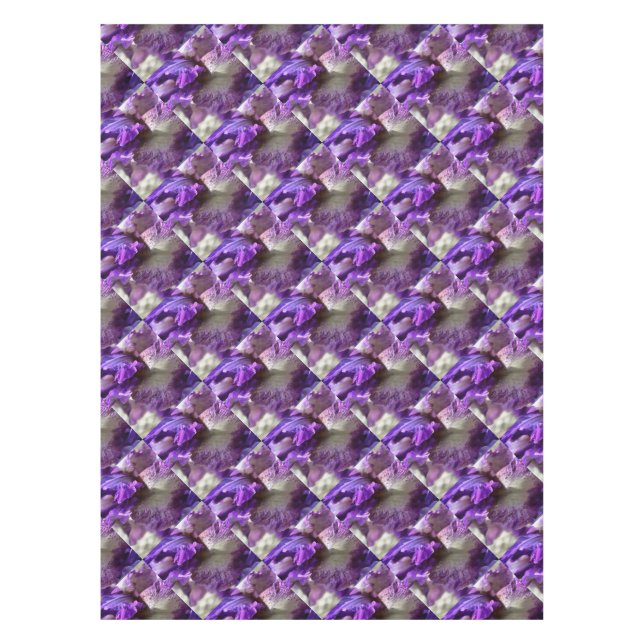 Striking Purple, Violet and Mauve Iris Abstract Tablecloth (Front)