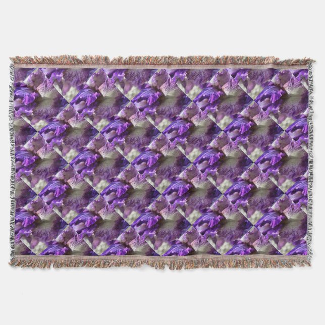 Striking Purple, Violet and Mauve Iris Abstract Throw Blanket (Front)