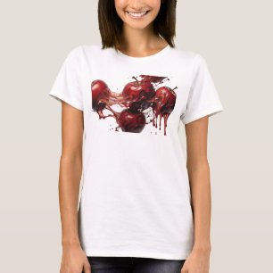 Striking Red Abstract Apple Fashion Print T-Shirt