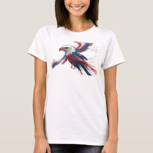 Striking Red Abstract Eagle Creative Print T-Shirt