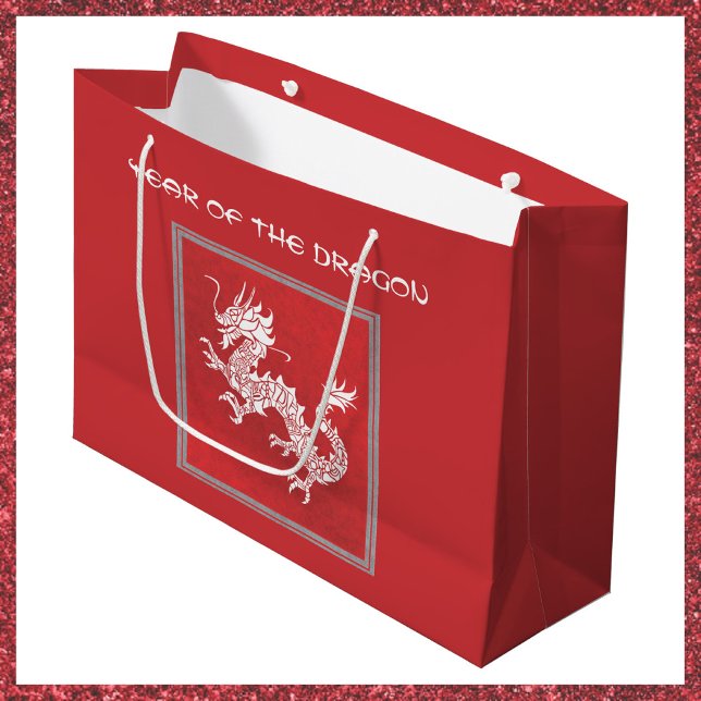 Striking Red and White Year of the Dragon  Large Gift Bag (Creator Uploaded)