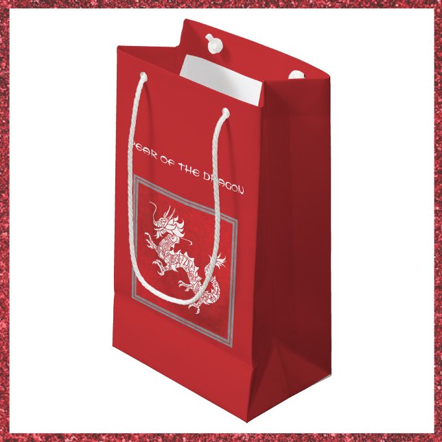 Striking Red and White Year of the Dragon  Small Gift Bag (Creator Uploaded)