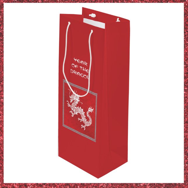 Striking Red and White Year of the Dragon  Wine Gift Bag (Creator Uploaded)