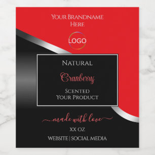 Striking Red Black Wavy Silver Logo Product Labels