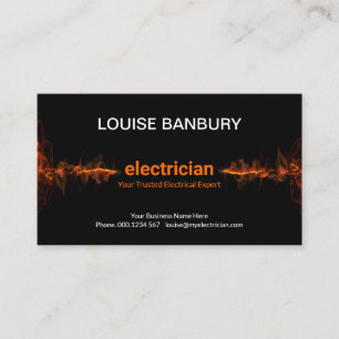 Striking Red Electric Lightning Electrician Business Card