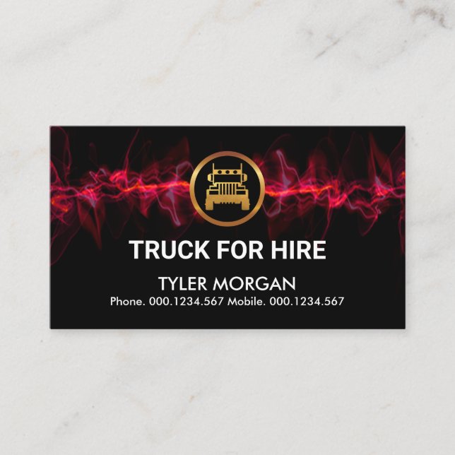Striking Red Electrical Lightning Truck For Hire Business Card (Front)