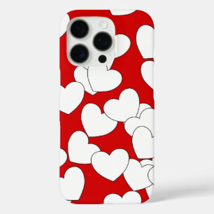 Striking Red iPhone Cover With White Hearts