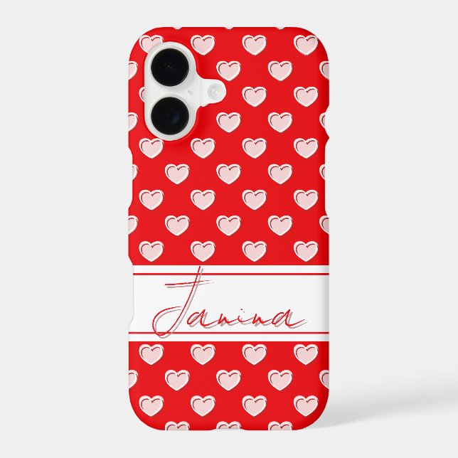 Striking Red iPhone Cover With Your Custom Name  (Back)