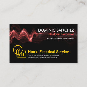 Striking Red Lightning Home Repairs Electrician Business Card