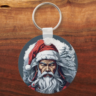 Striking Samurai Santa Claus Key Ring