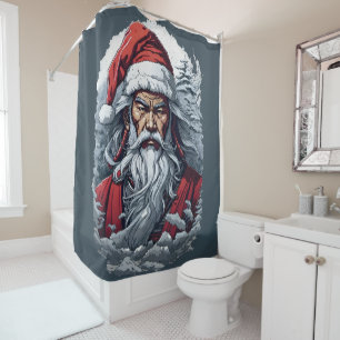 Striking Samurai Santa Claus Shower Curtain