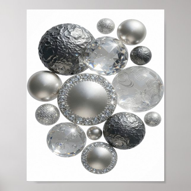 Striking Silver ABSTRACT ART Poster (Front)