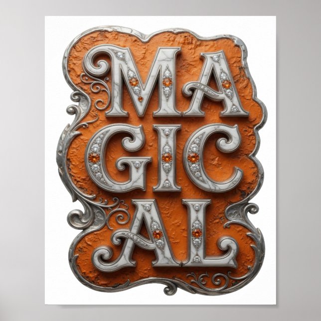 Striking Silver MAGICAL Text Design Poster (Front)
