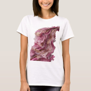 Striking Silver PINK AND GOLD PAPER FLOWERS Print T-Shirt